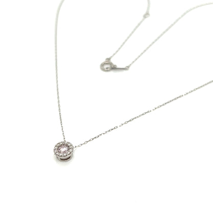 Natural Pink Diamond Halo Necklace 0.13/0.06ct