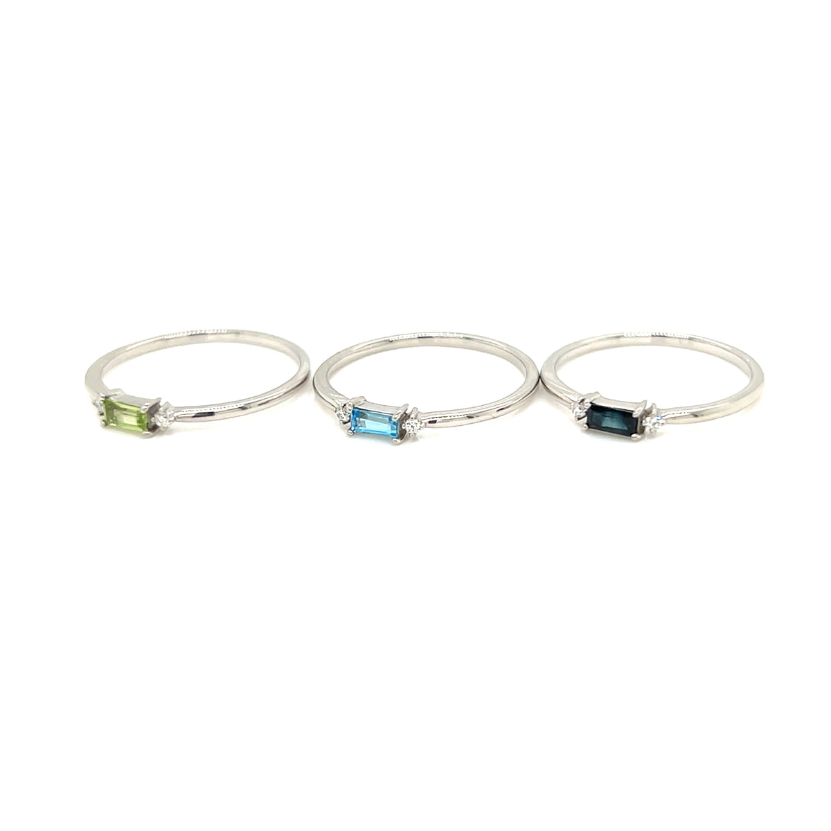 Peridot Baguette with Dia Ring 0.02ct