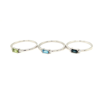 Peridot Baguette with Dia Ring 0.02ct