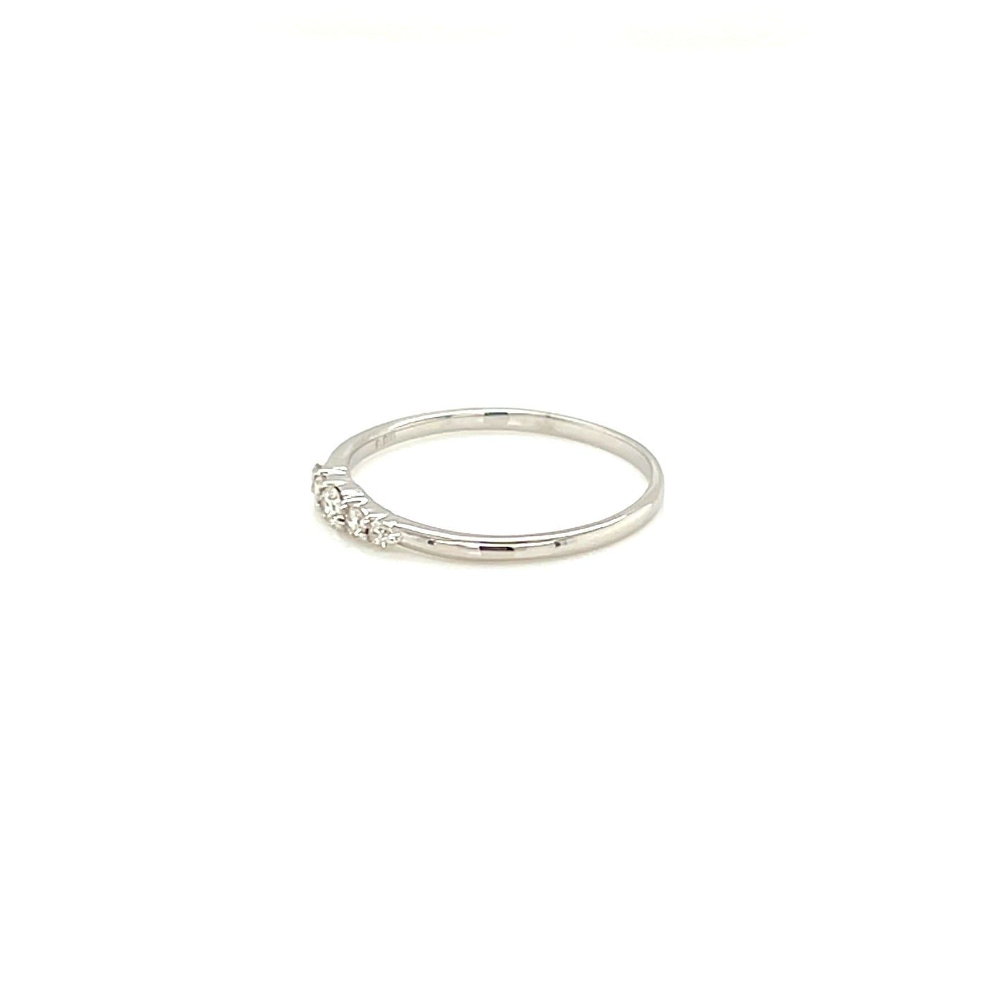 Silver ring with diamond on a white background