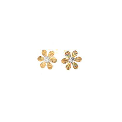 Gold Flat Sunflower Earrings