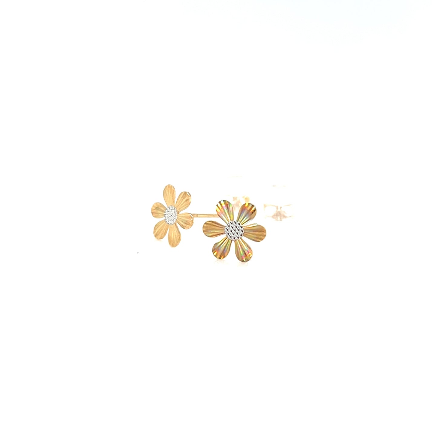 Gold Flat Sunflower Earrings