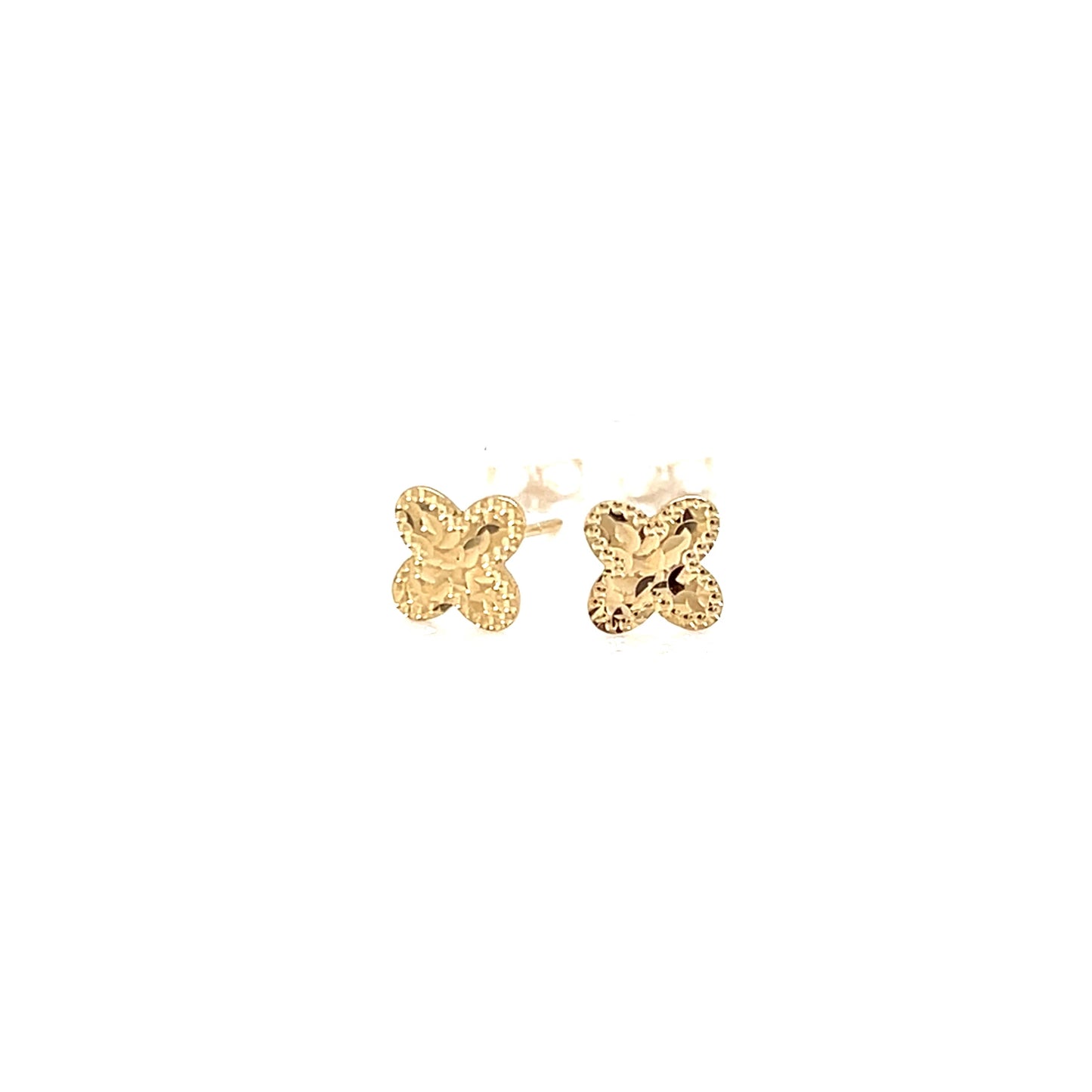 Gold Flat Clover Earrings