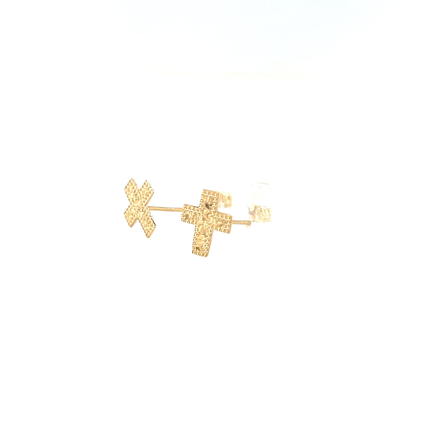 Gold Flat Cross Earrings