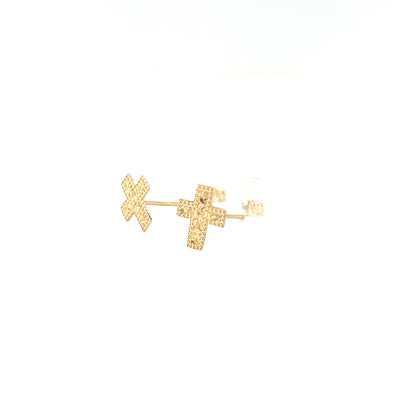 Gold Flat Cross Earrings