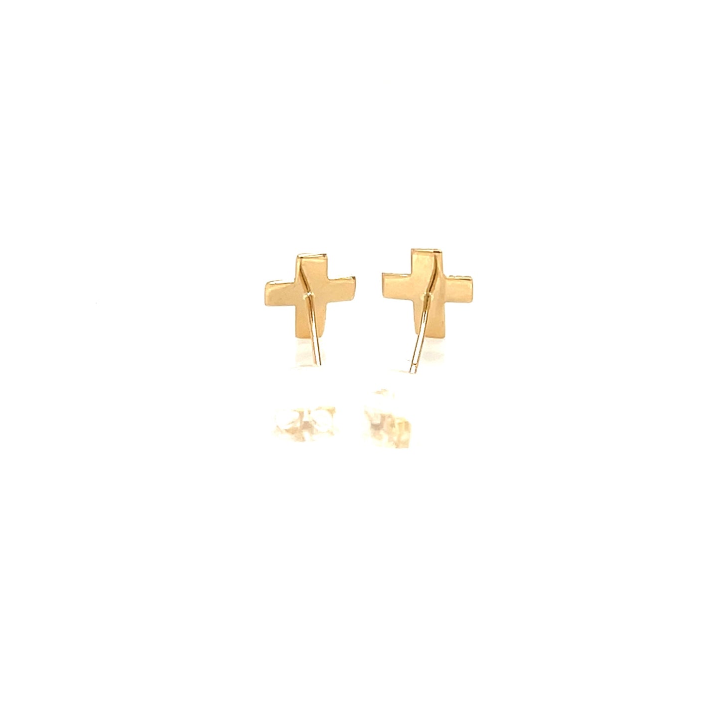 Gold cross-shaped earrings on a white background