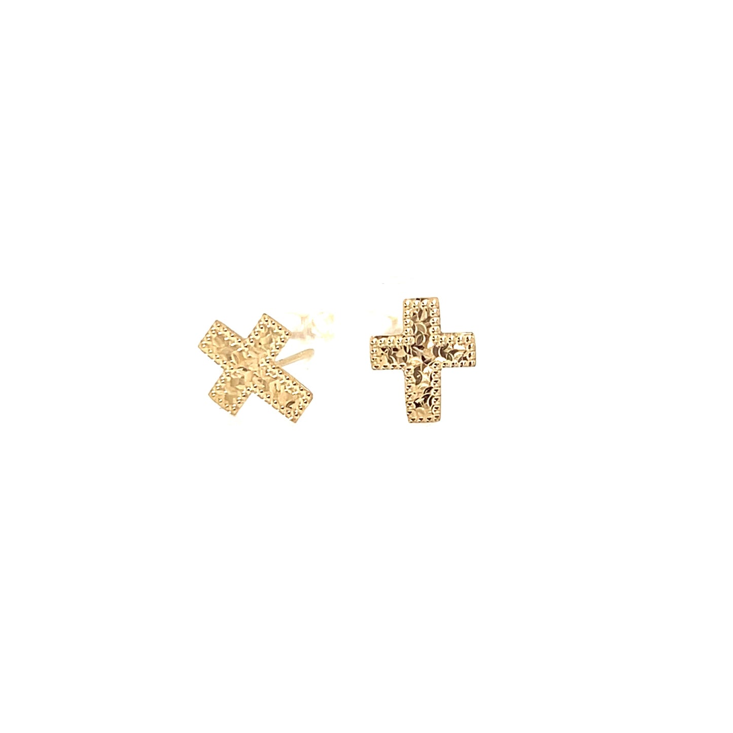 Gold Cross earrings on a white background