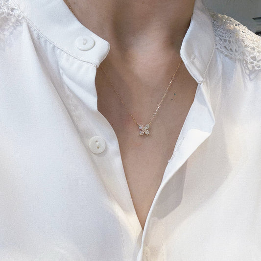 d stock only! Pear-shaped light yellow diamond floral necklace 0.5ct