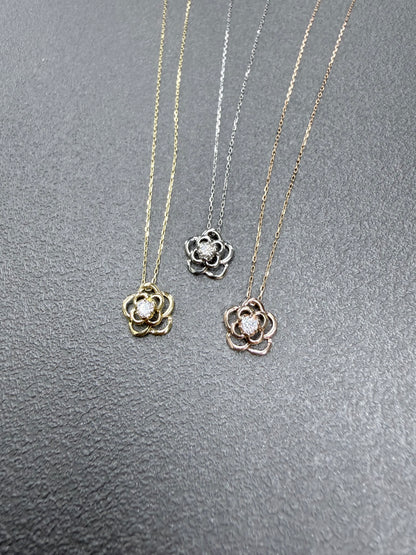 Hollow Rose Necklace 0.08ct