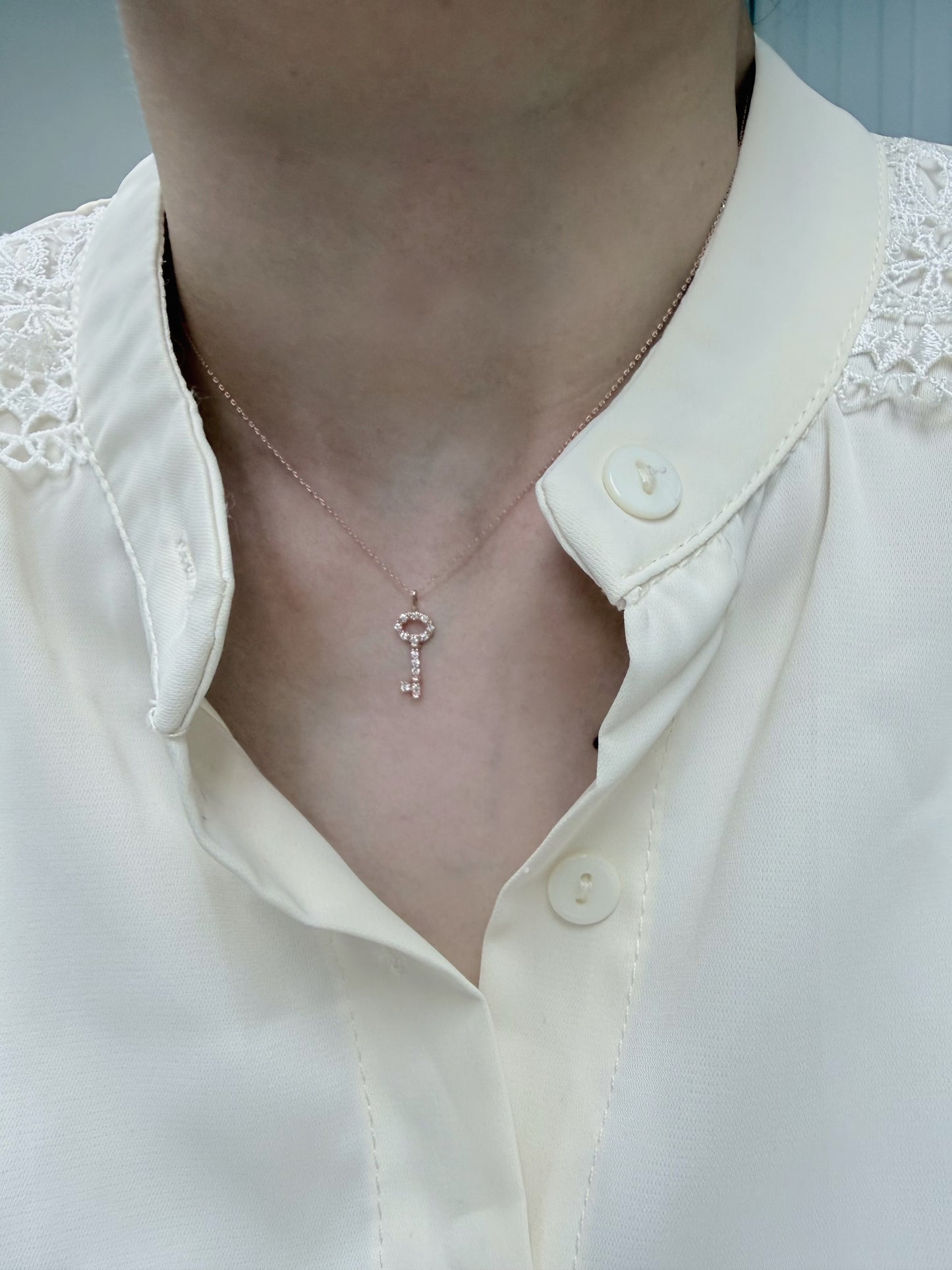 Whole Dia Key Necklace 0.08ct