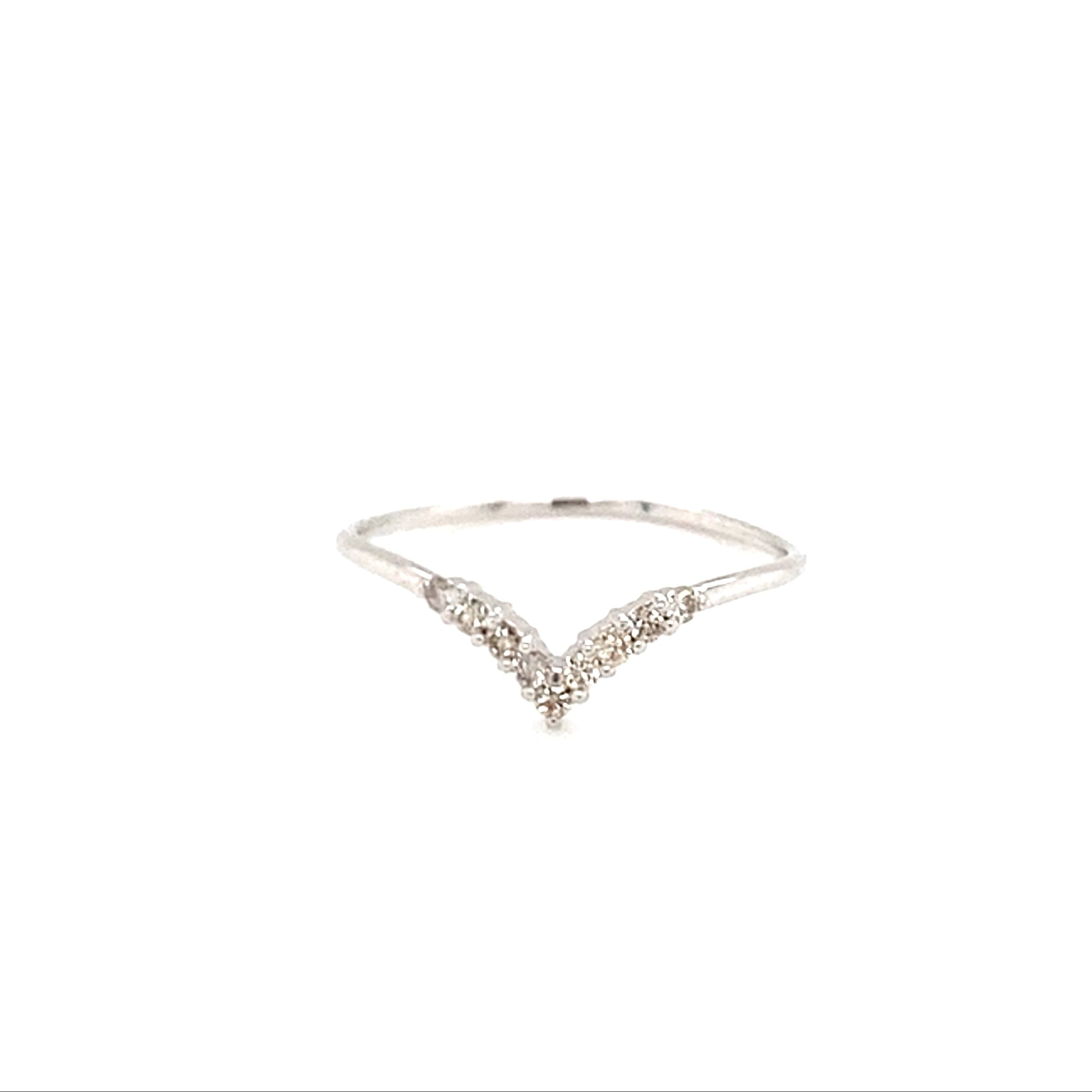Silver ring with small stones on a white background