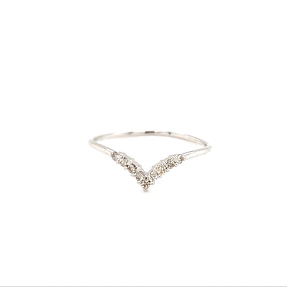 Silver ring with small stones on a white background