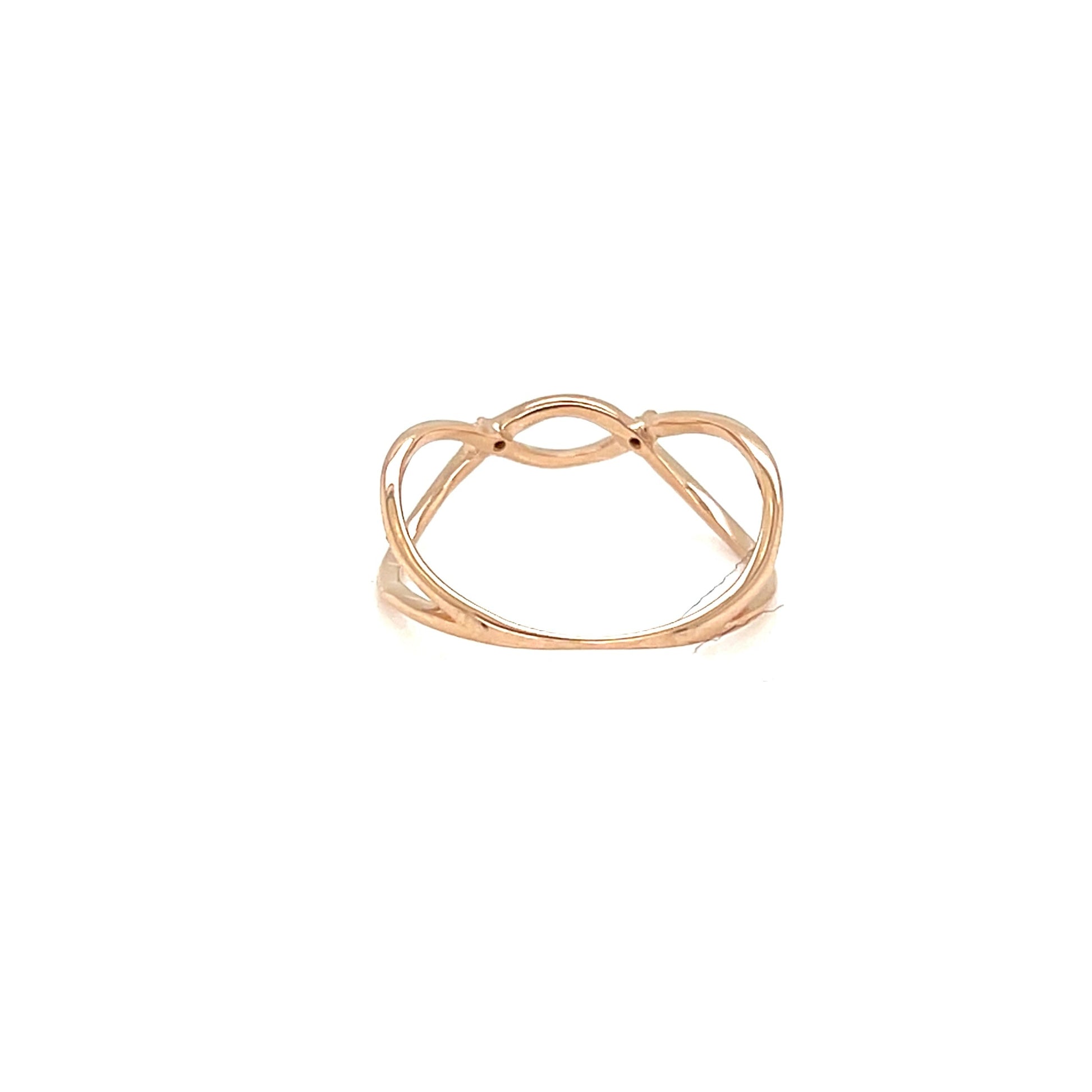 Rose gold ring on a white background