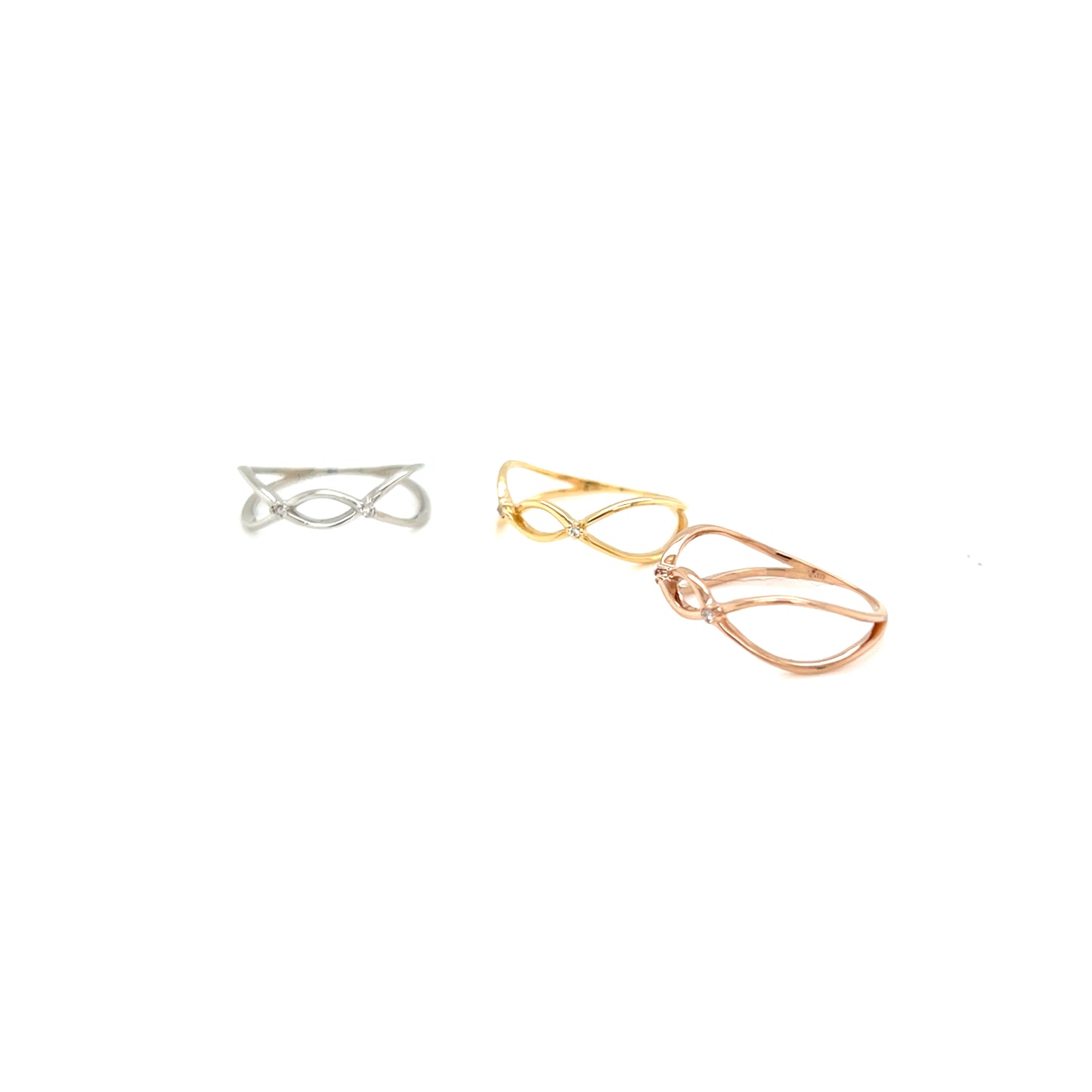 Pinky Fine Trio Wave ring 0.01ct