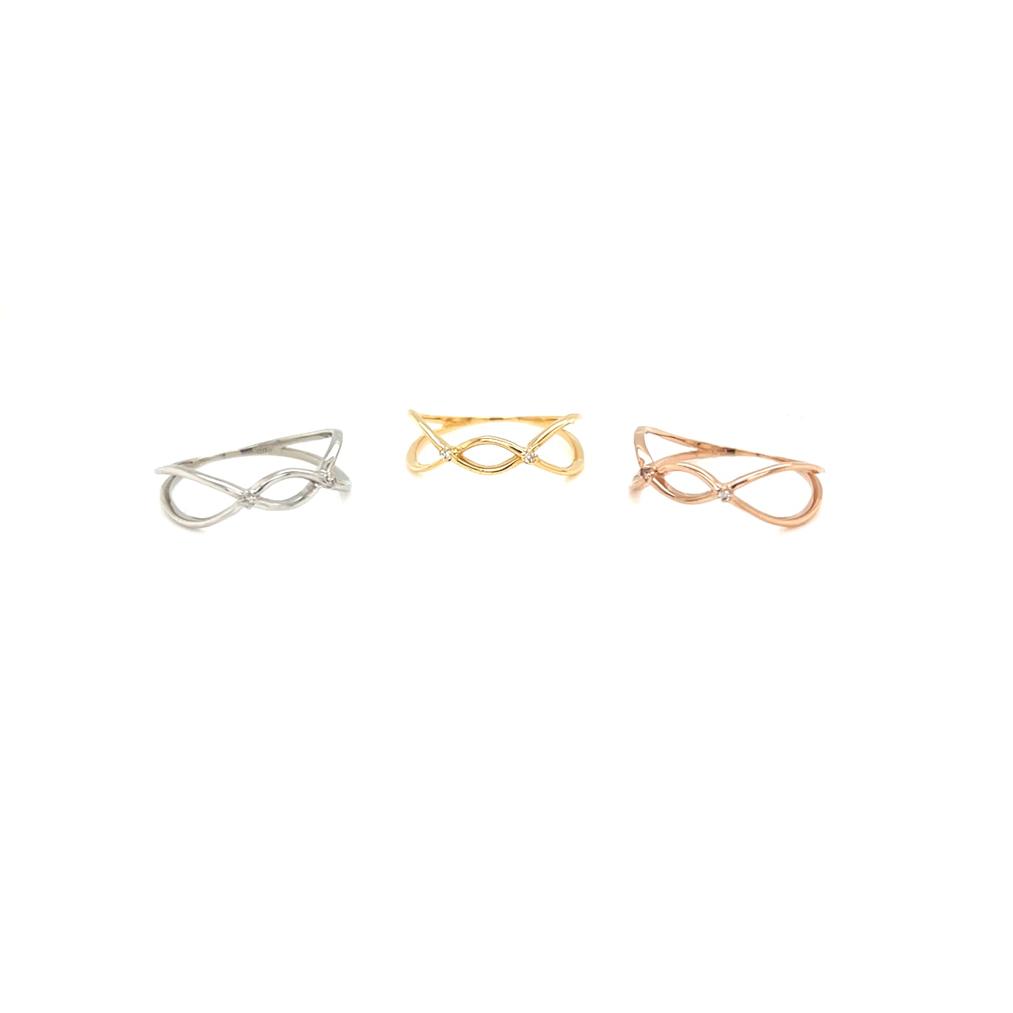 Pinky Fine Trio Wave ring 0.01ct