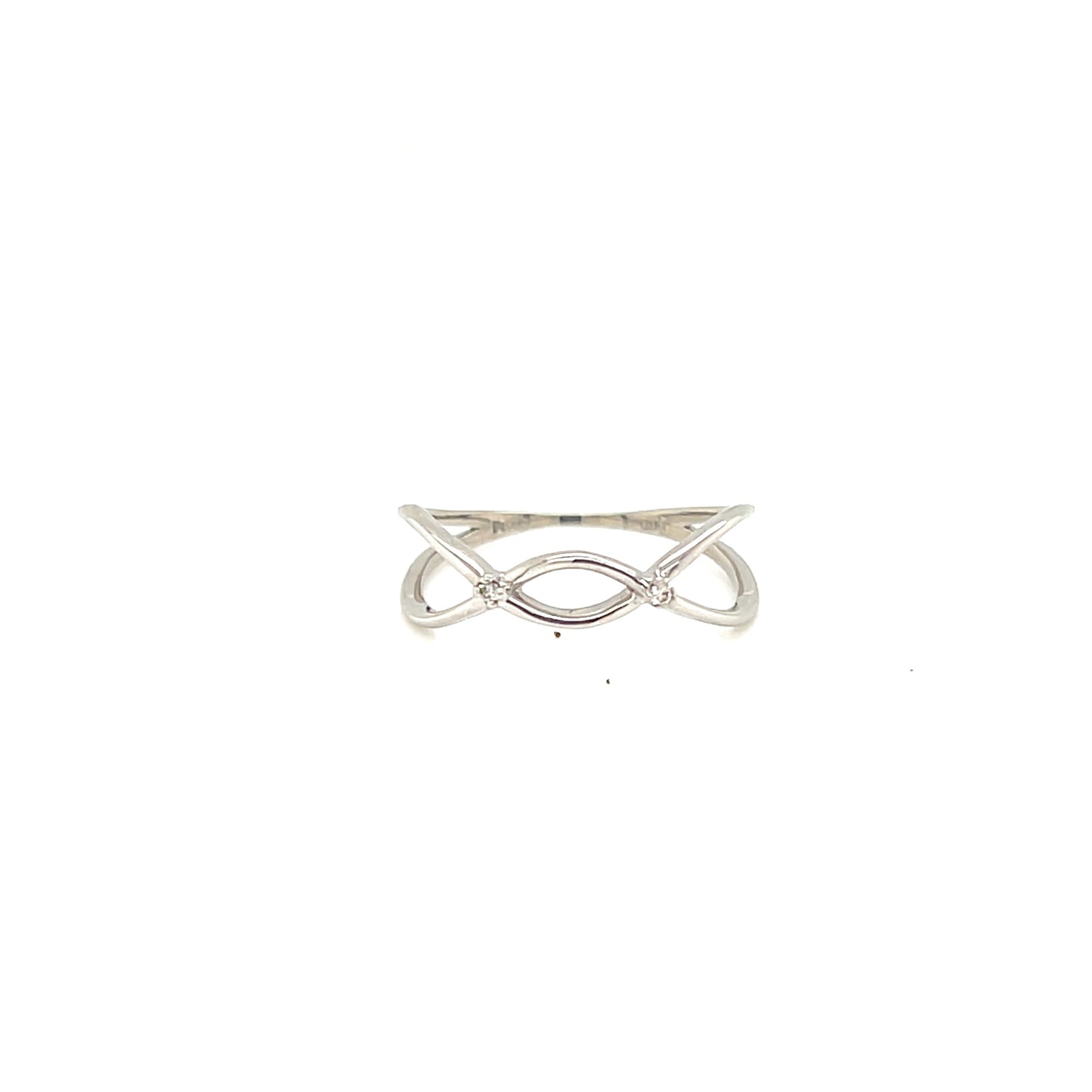 Platinum ring with a unique design on a white background