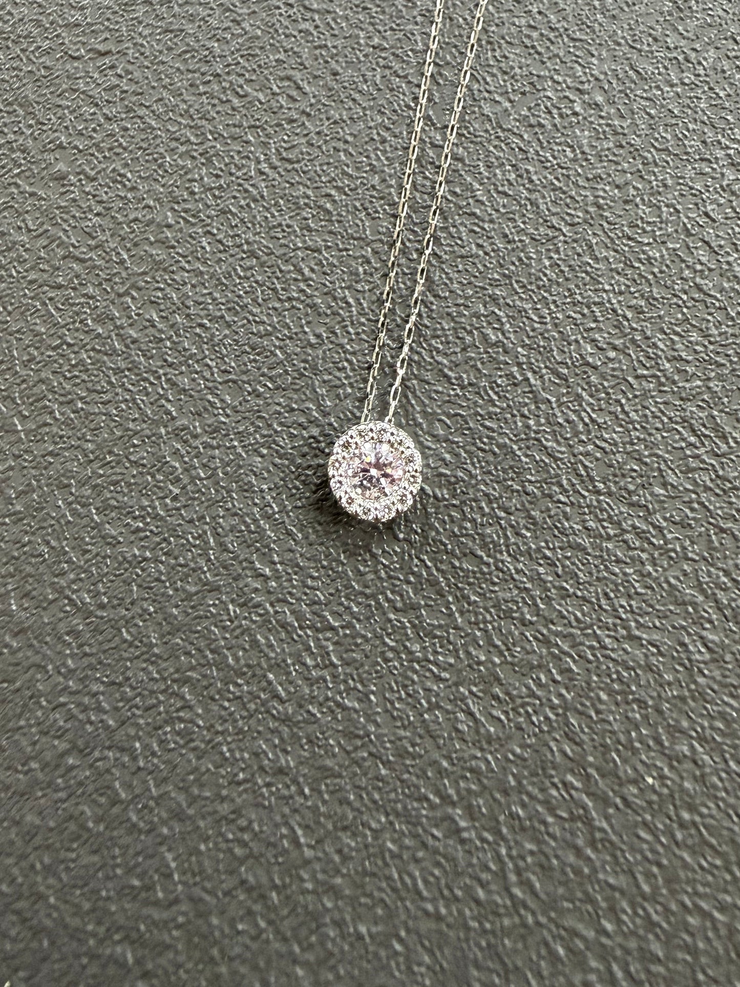 Natural Pink Diamond Halo Necklace 0.13/0.06ct