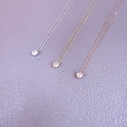 Rose cut Single Dia Bezel Necklace 0.08ct