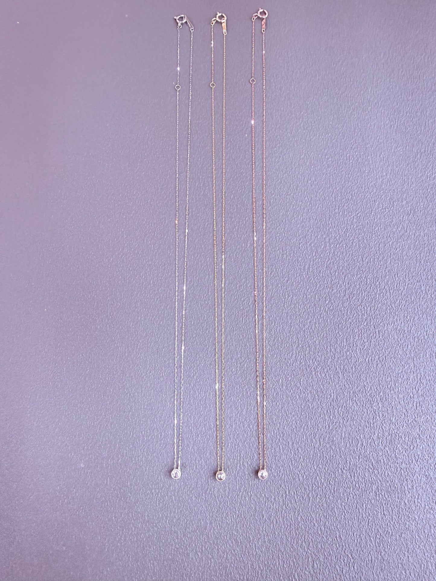 Rose cut Single Dia Bezel Necklace 0.08ct