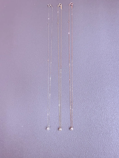 Rose cut Single Dia Bezel Necklace 0.08ct
