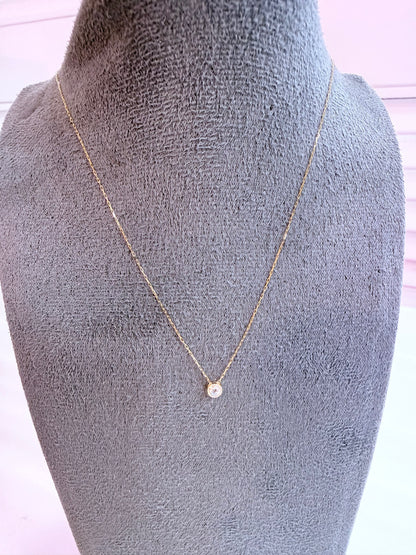 Rose cut Single Dia Bezel Necklace 0.08ct