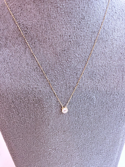 Rose cut Single Dia Bezel Necklace 0.08ct