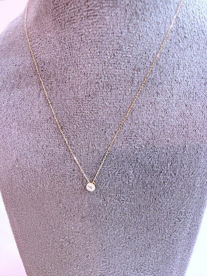 Rose cut Single Dia Bezel Necklace 0.08ct