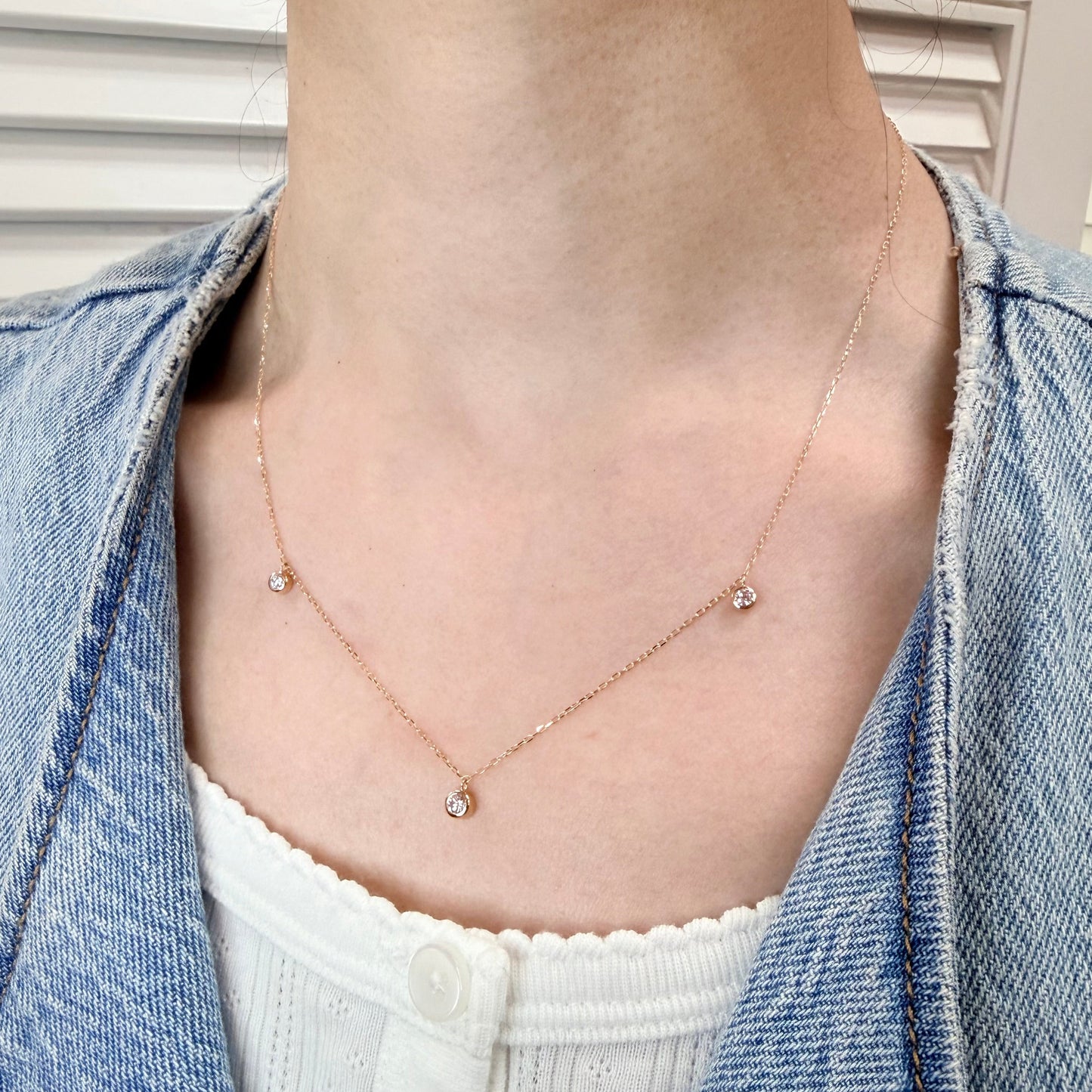 3 Bezel Dia Necklace 0.3ct