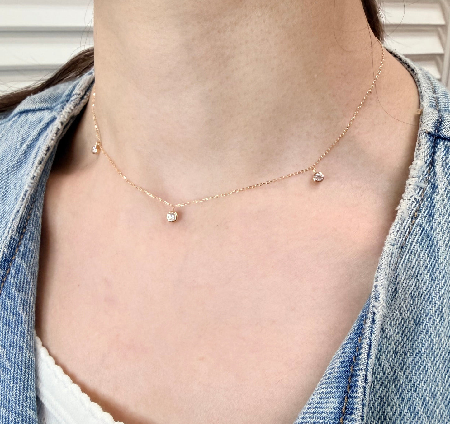 3 Bezel Dia Necklace 0.3ct