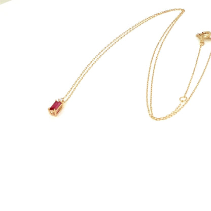 Ruby Vertical Baguette with Dia Necklace 0.01ct