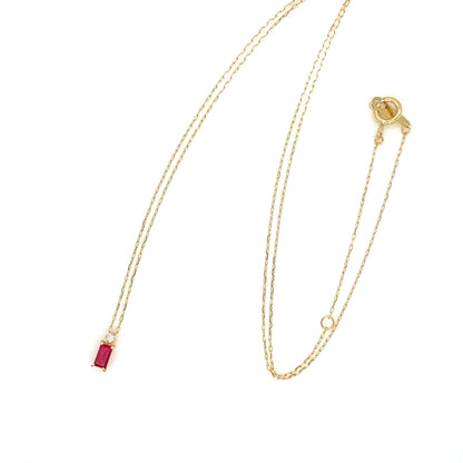 Ruby Vertical Baguette with Dia Necklace 0.01ct