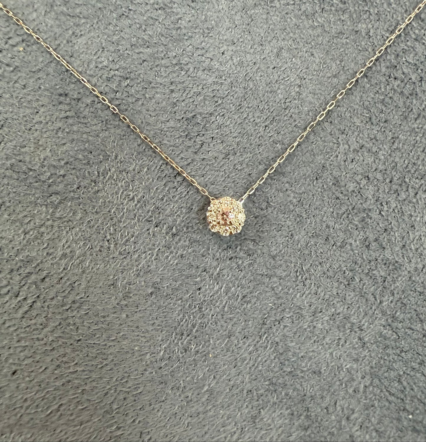 Pink Dia Round Flower Necklace 0.01/0.04ct