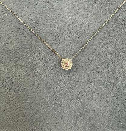 Pink Dia Round Flower Necklace 0.01/0.04ct
