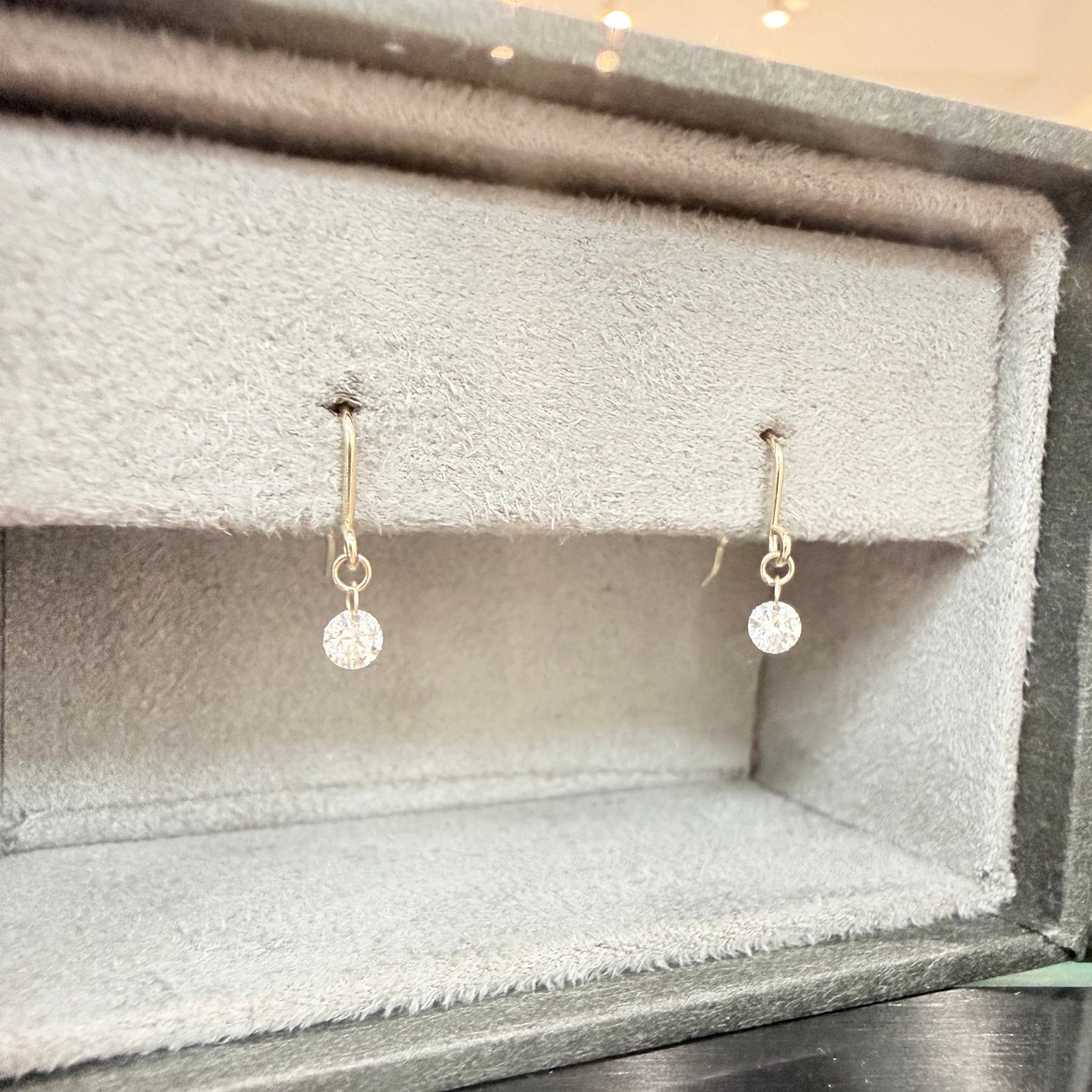 In stock only – No reorders: Drilled Natural Diamond Drop Earrings 0.2ct