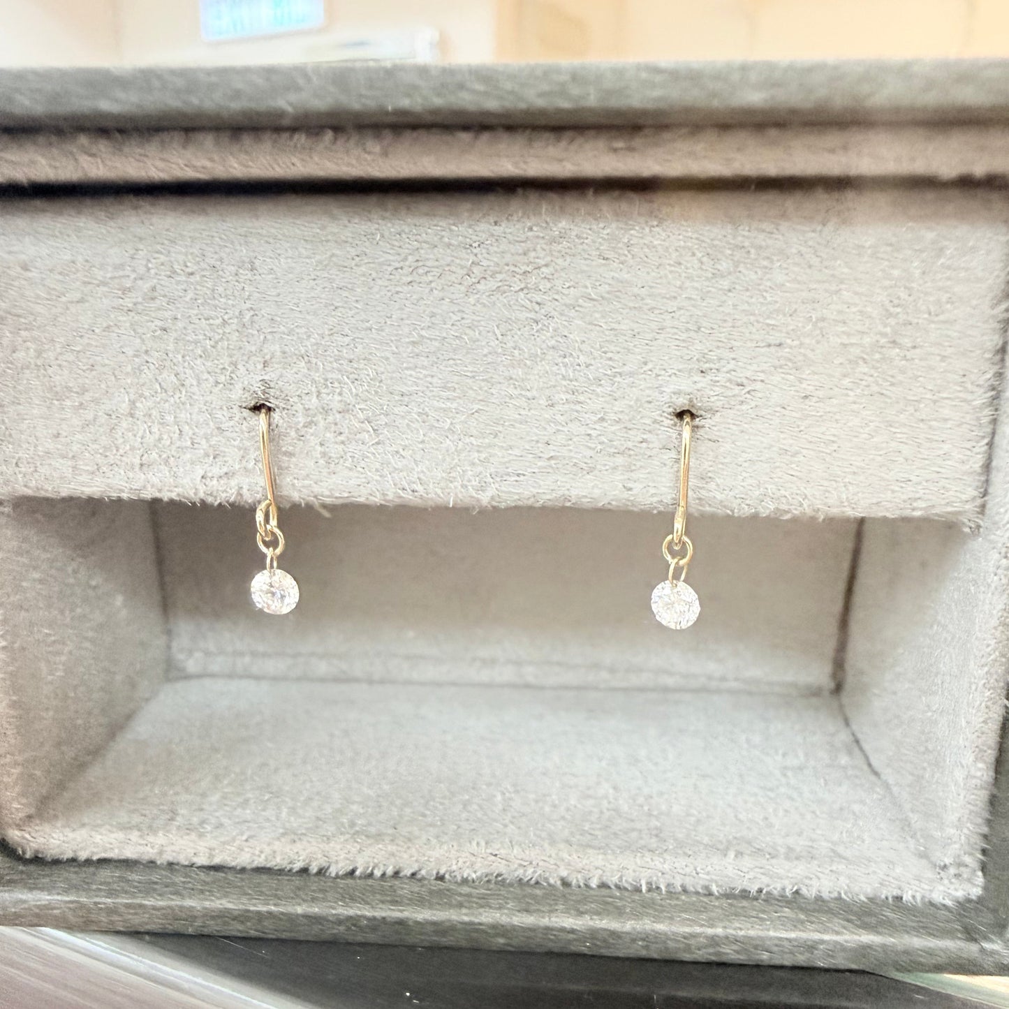 In stock only – No reorders: Drilled Natural Diamond Drop Earrings 0.2ct