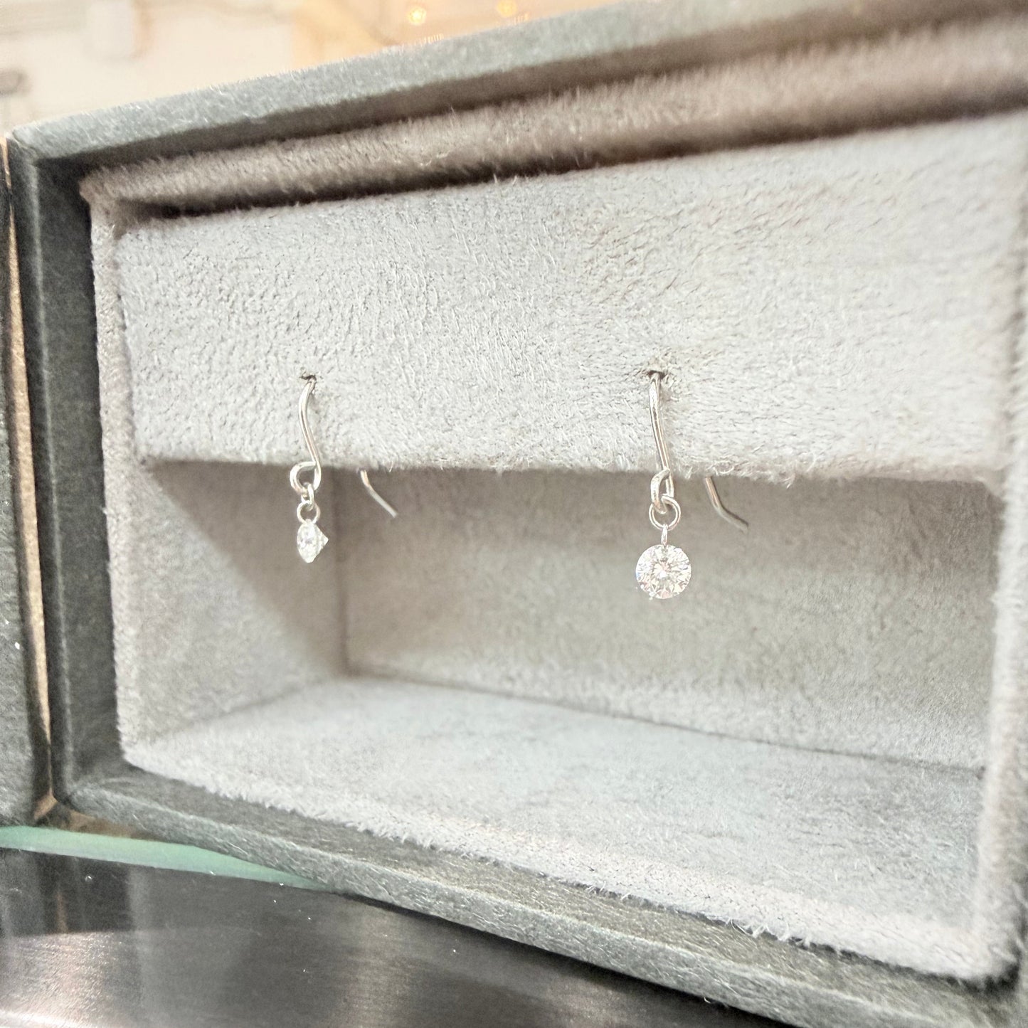 In stock only – No reorders: Drilled Natural Diamond Drop Earrings 0.2ct