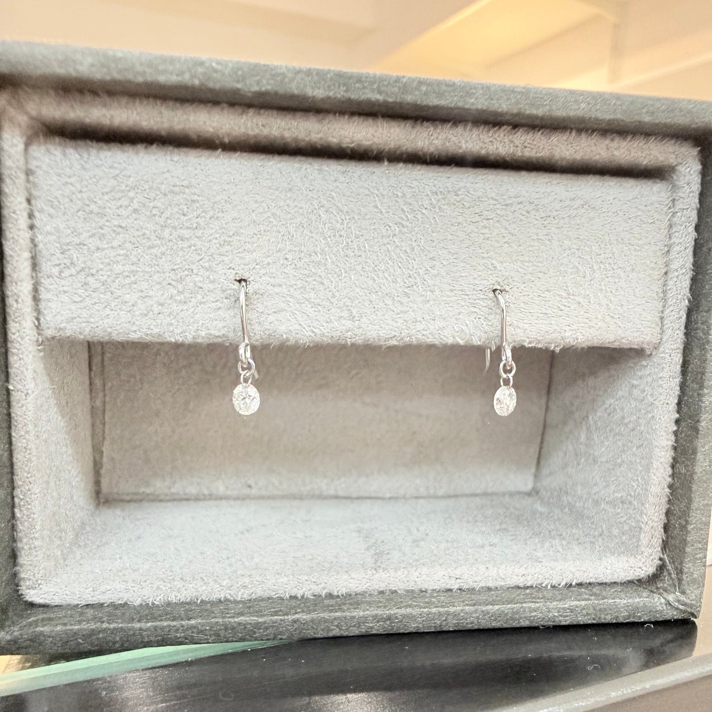 In stock only – No reorders: Drilled Natural Diamond Drop Earrings 0.2ct