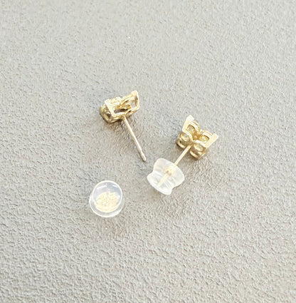 Yellow Diamond Four petal Flower Earrings 0.8ct