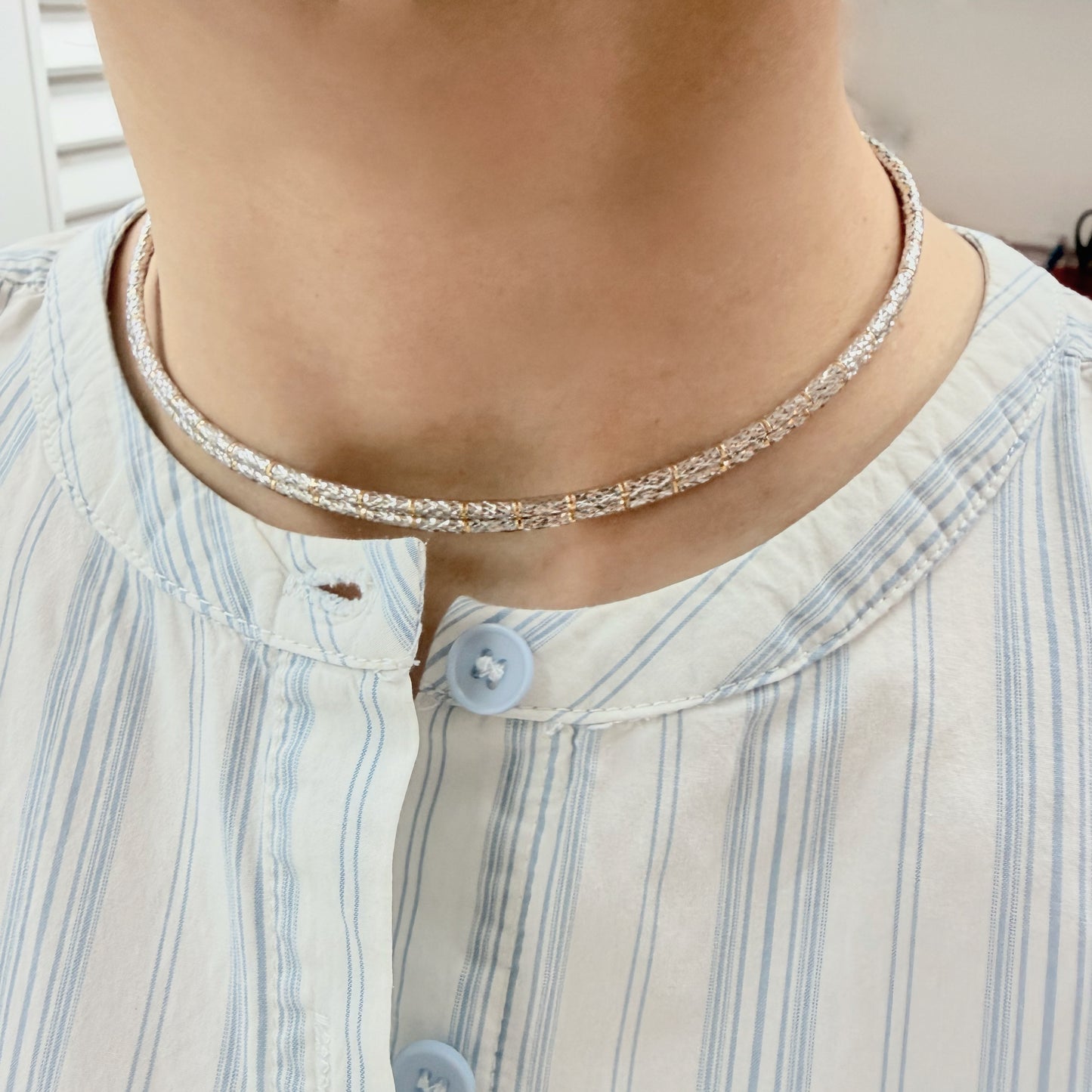 Two Tone Lustrous Gold Adjustable Magnet Chain