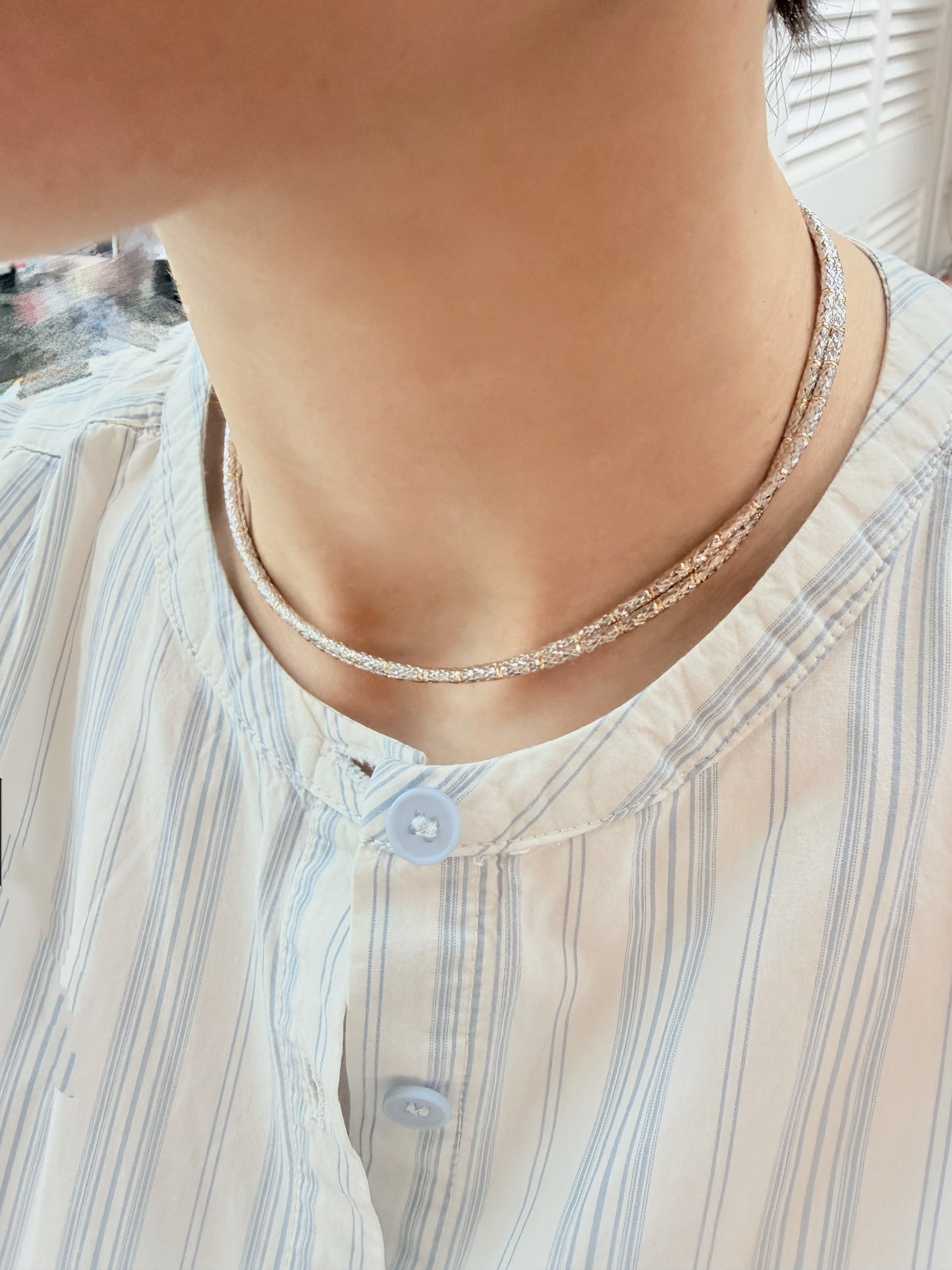 Two Tone Lustrous Gold Adjustable Magnet Chain