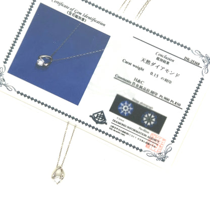Diamond necklace with certificate of gem identification on a white background