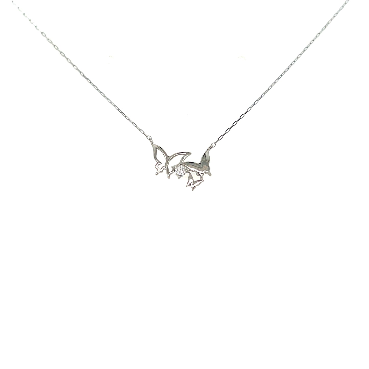 Single Dia Trio Butterfly Necklace 0.03ct