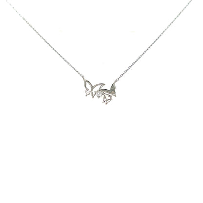 Single Dia Trio Butterfly Necklace 0.03ct