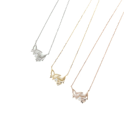 Single Dia Trio Butterfly Necklace 0.03ct