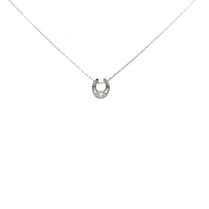 Single Dia Hollow Horseshoe Necklace 0.03ct