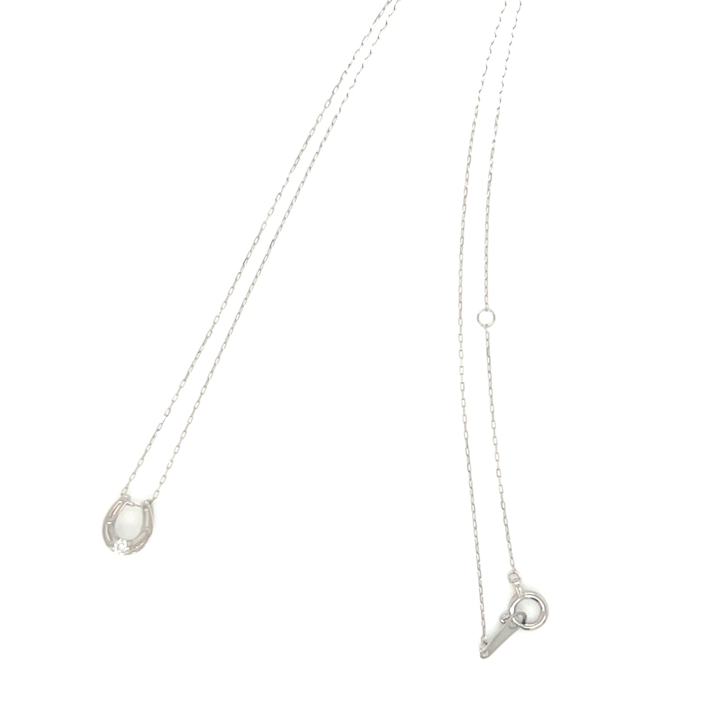 Single Dia Hollow Horseshoe Necklace 0.03ct