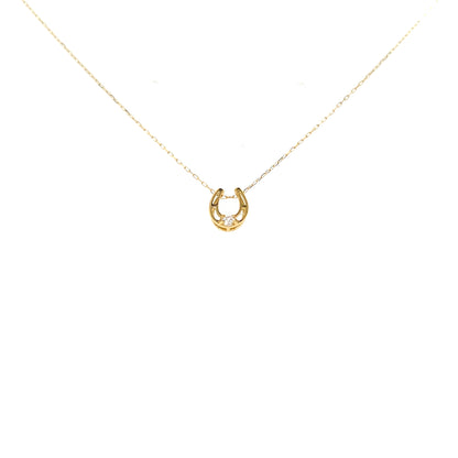 Single Dia Hollow Horseshoe Necklace 0.03ct