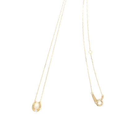 Single Dia Hollow Horseshoe Necklace 0.03ct