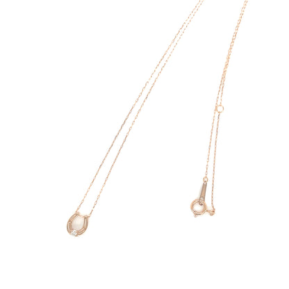 Single Dia Hollow Horseshoe Necklace 0.03ct