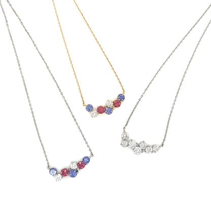 Dreamy Wavy Smile Necklace 0.14ct
Tanzanite/Pink Tourmaline: 0.3ct